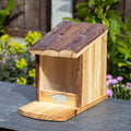 Bark Roof Wood Squirrel Feeder