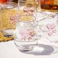Set Of 4 Pink Bow Tulip Tumbler Glasses