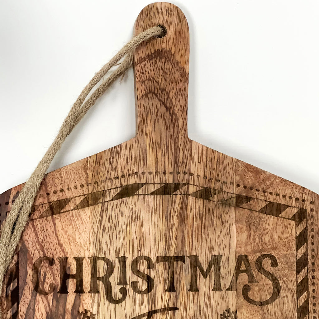 Servierbrett „Eat Drink &amp; Be Merry Christmas“.