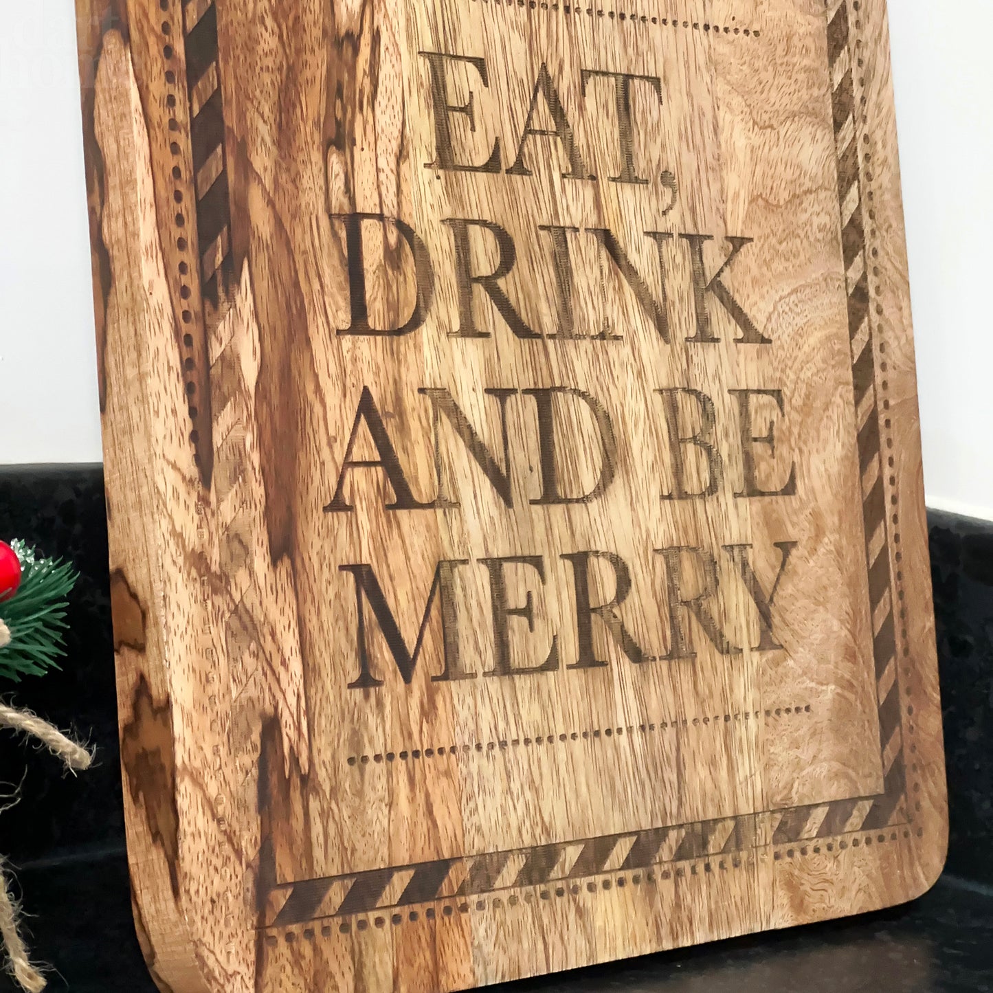 Eat Drink & Be Merry Christmas Serving Board