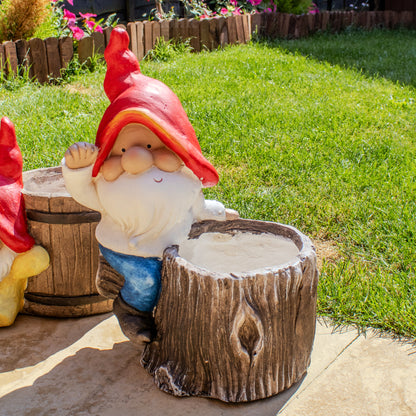 Gnome On Tree Trunk Planter