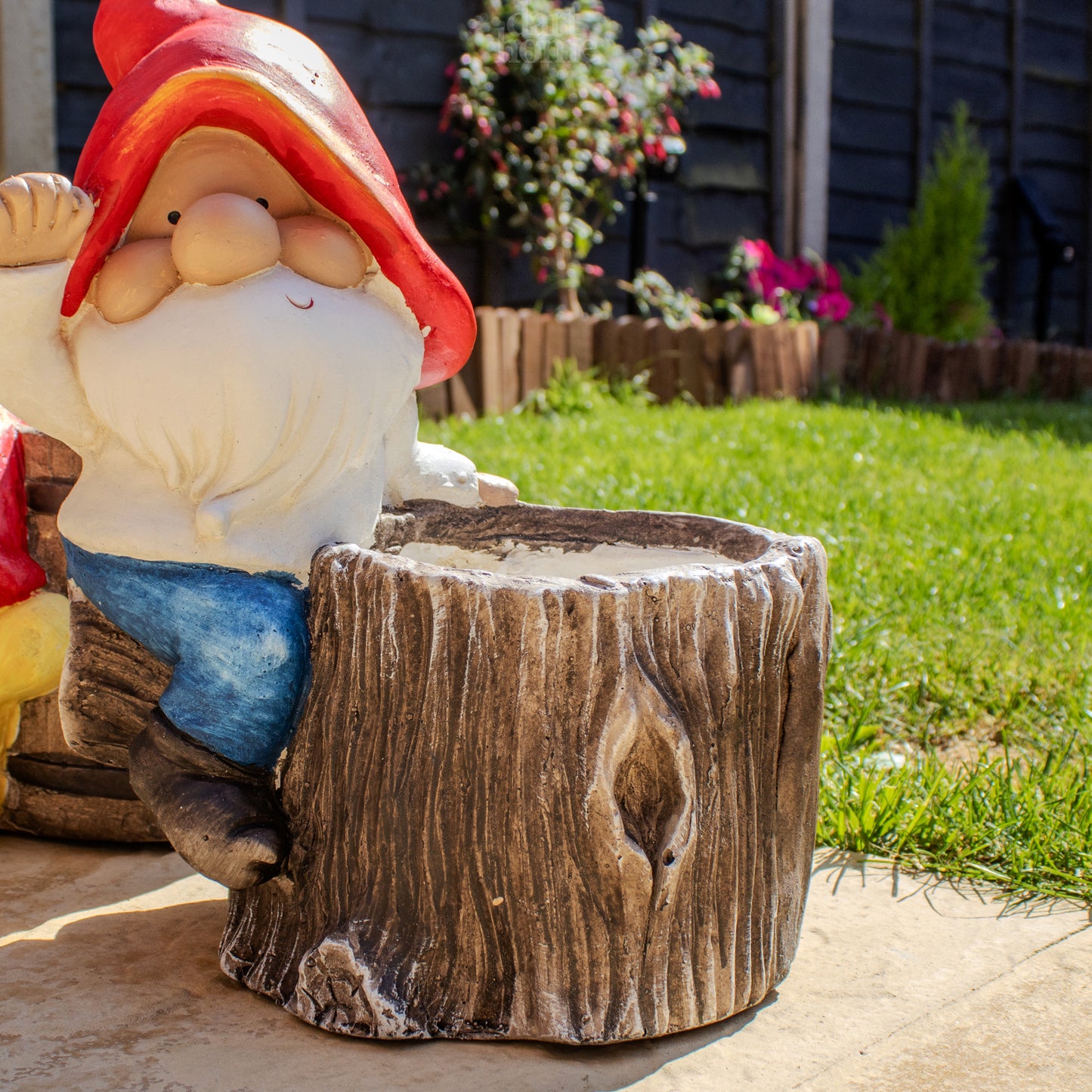 Gnome On Tree Trunk Planter