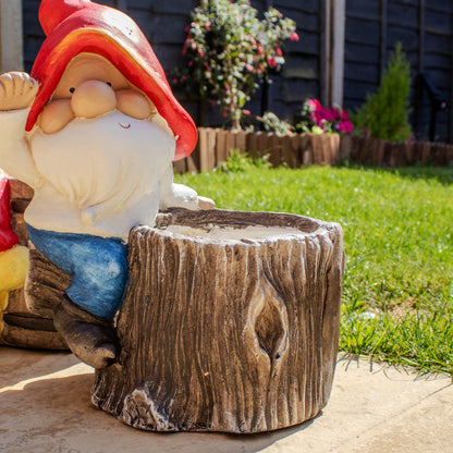 Gnome On Tree Trunk Planter