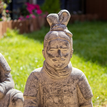 Set Of 2 Kneeling Terracotta Army Warrior Statues