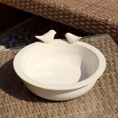 Speckled White Reactive Glaze Bird Bath