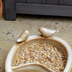 Sandy Brown Ceramic Bird Bath & Feeder