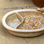 Sandy Brown Ceramic Bird Bath & Feeder