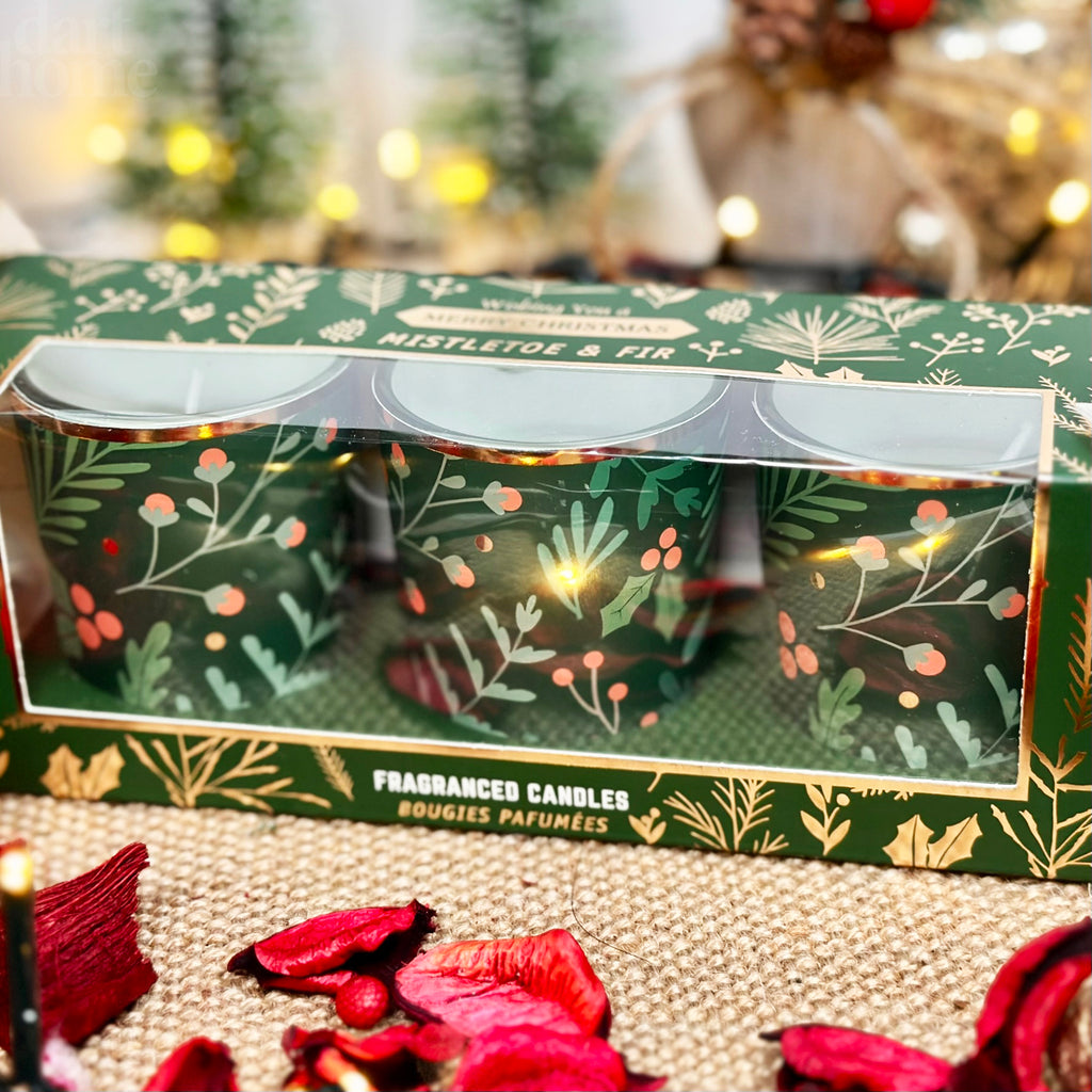 Green Christmas Cracker Scented Votive Candles Set