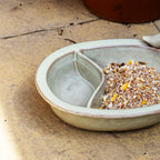 Sage Green Ceramic Bird Bath & Feeder