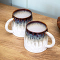 Set Of 2 Gothic Reactive Glaze Barrel Mugs
