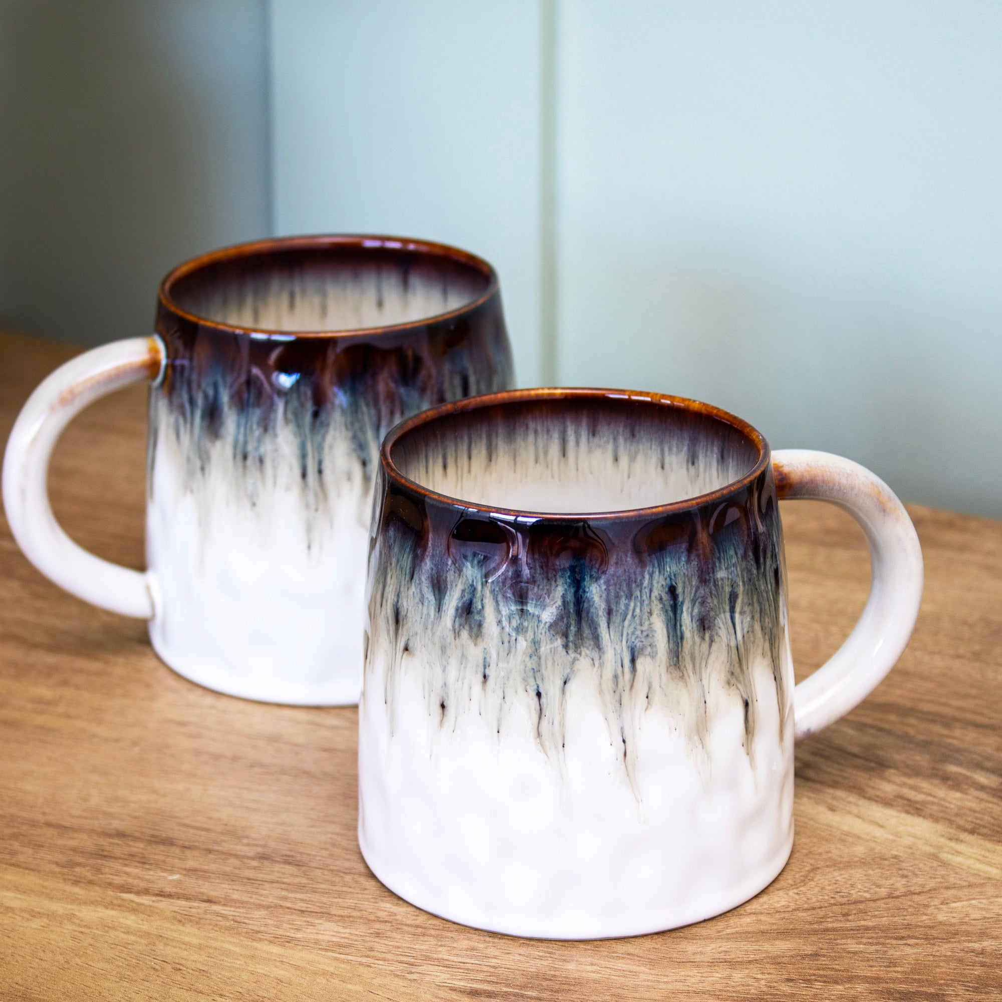 Set Of 2 Gothic Reactive Glaze Barrel Mugs