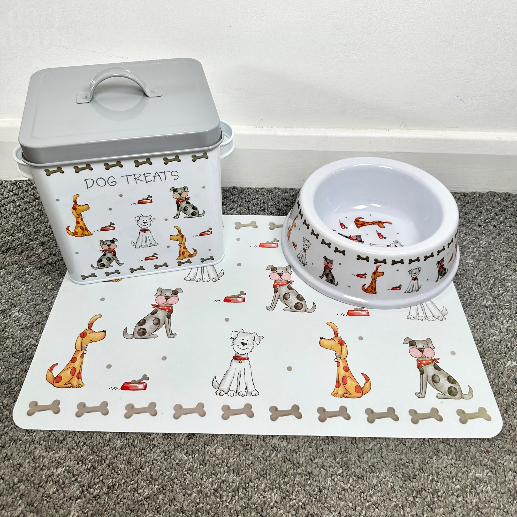 Grey dog treat tin best sale