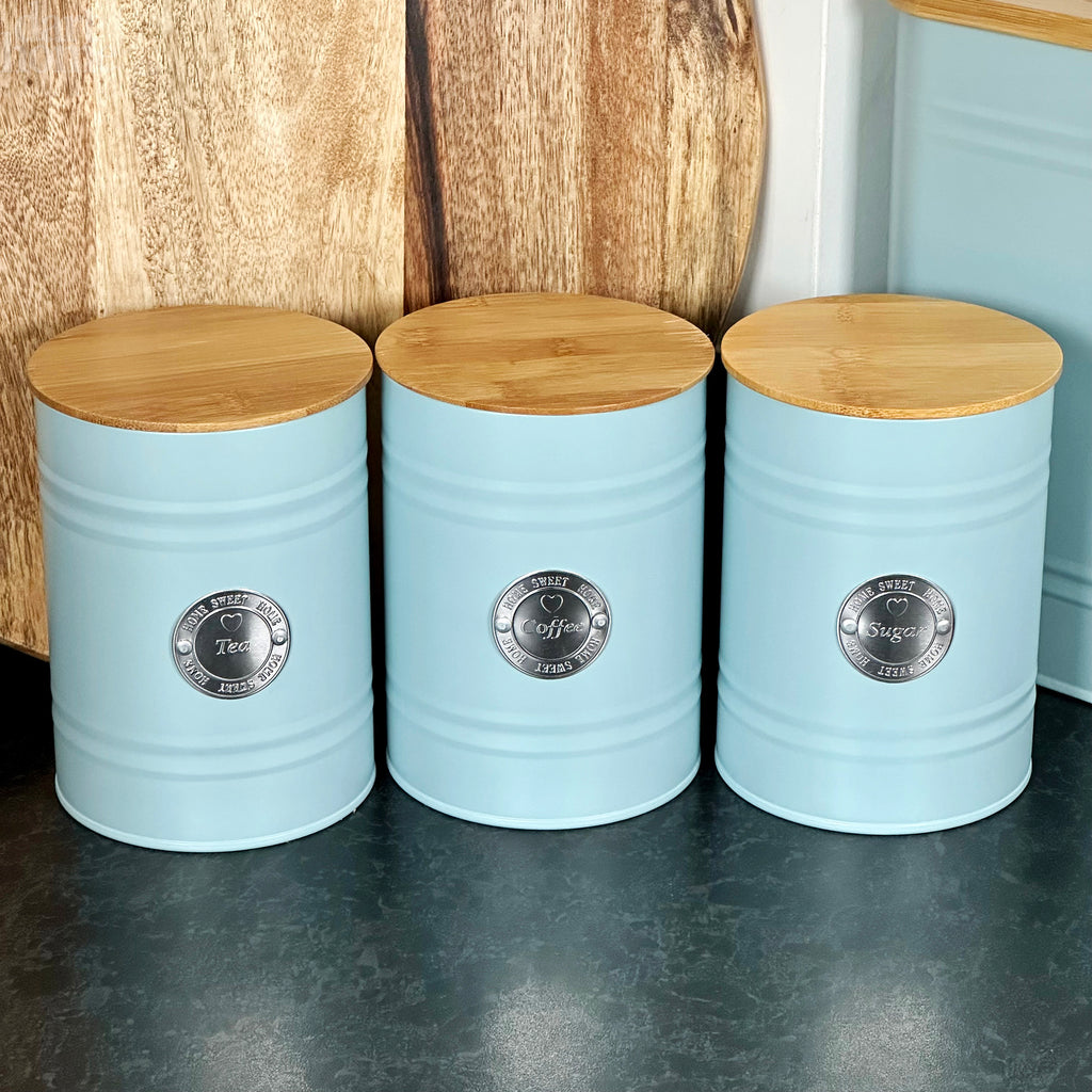 Duck Egg Blue Tea Coffee Sugar Canisters