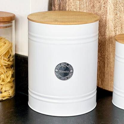 White Biscuit Tin With Lid