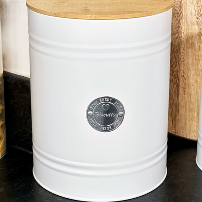 White Biscuit Tin With Lid