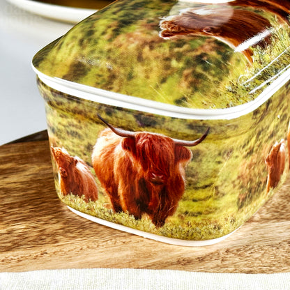 Highland Cow Fine China Butter Dish