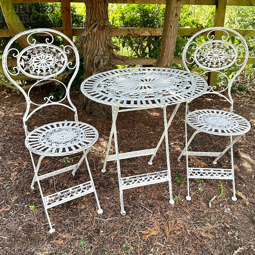 3pc White Oval Garden Bistro Set