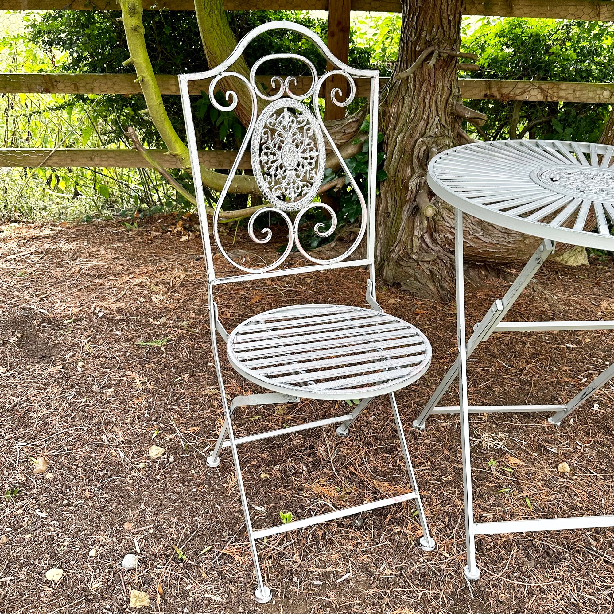3-teiliges Garten-Bistro-Set aus grauem Metall