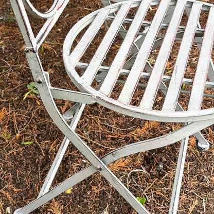 3-teiliges Garten-Bistro-Set aus grauem Metall