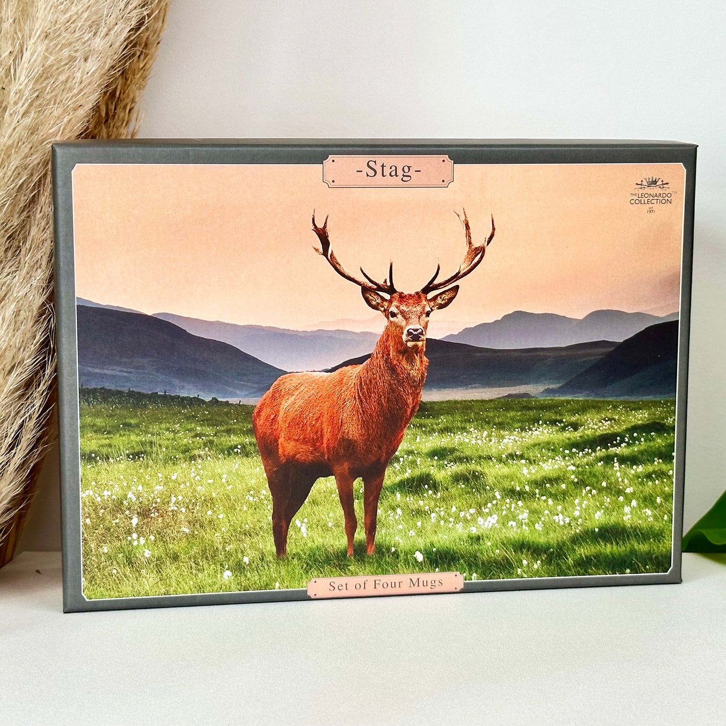 Set Of 4 Stag Mugs Giftboxed 300ml
