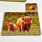 Set Of 4 Highland Cow Placemat And Coasters