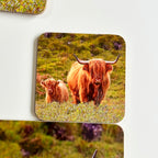 Set Of 4 Highland Cow Placemat And Coasters