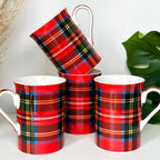 Set Of 4 Royal Stewart Tartan Mugs 250ml