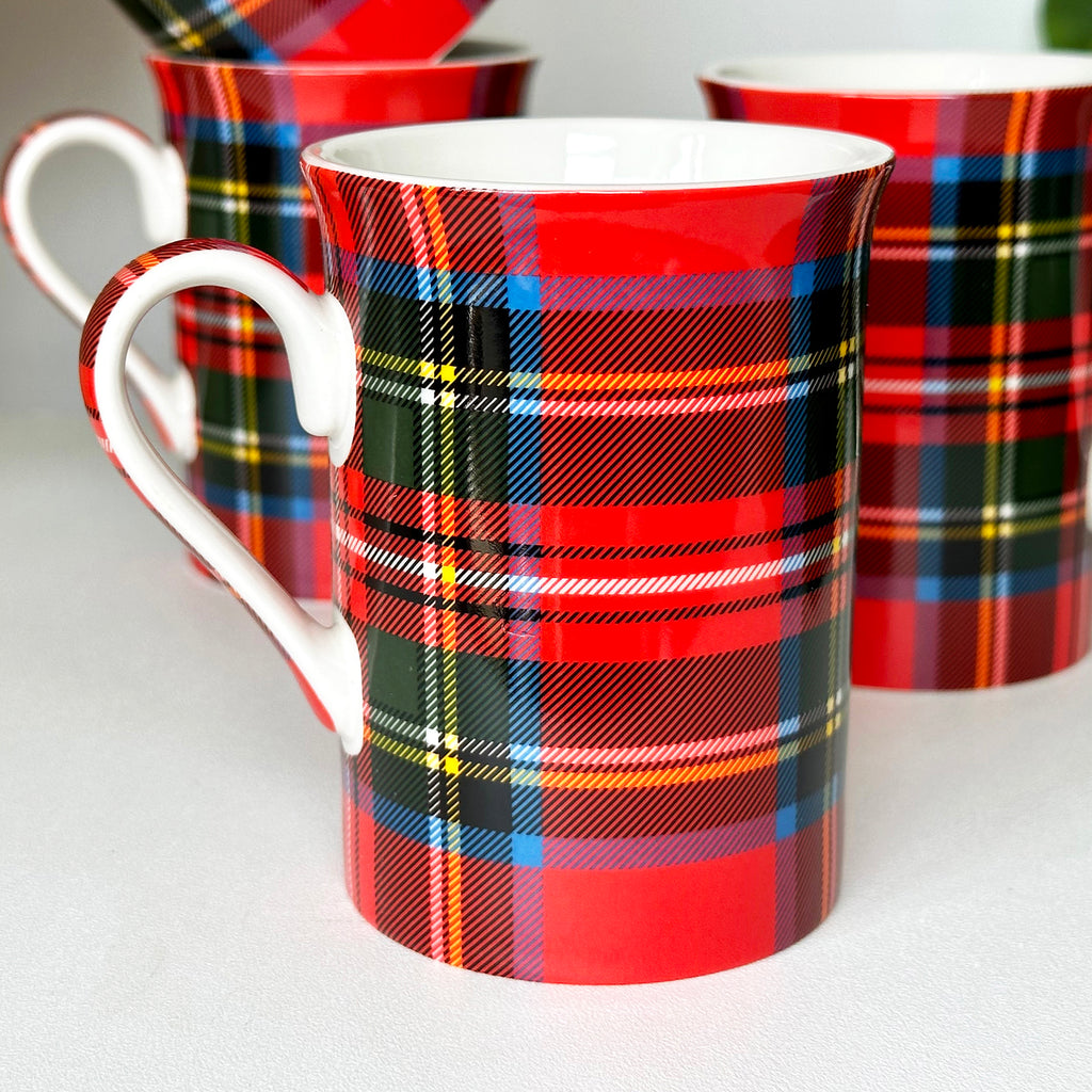 Set Of 4 Royal Stewart Tartan Mugs 250ml