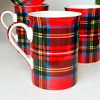 Set Of 4 Royal Stewart Tartan Mugs 250ml