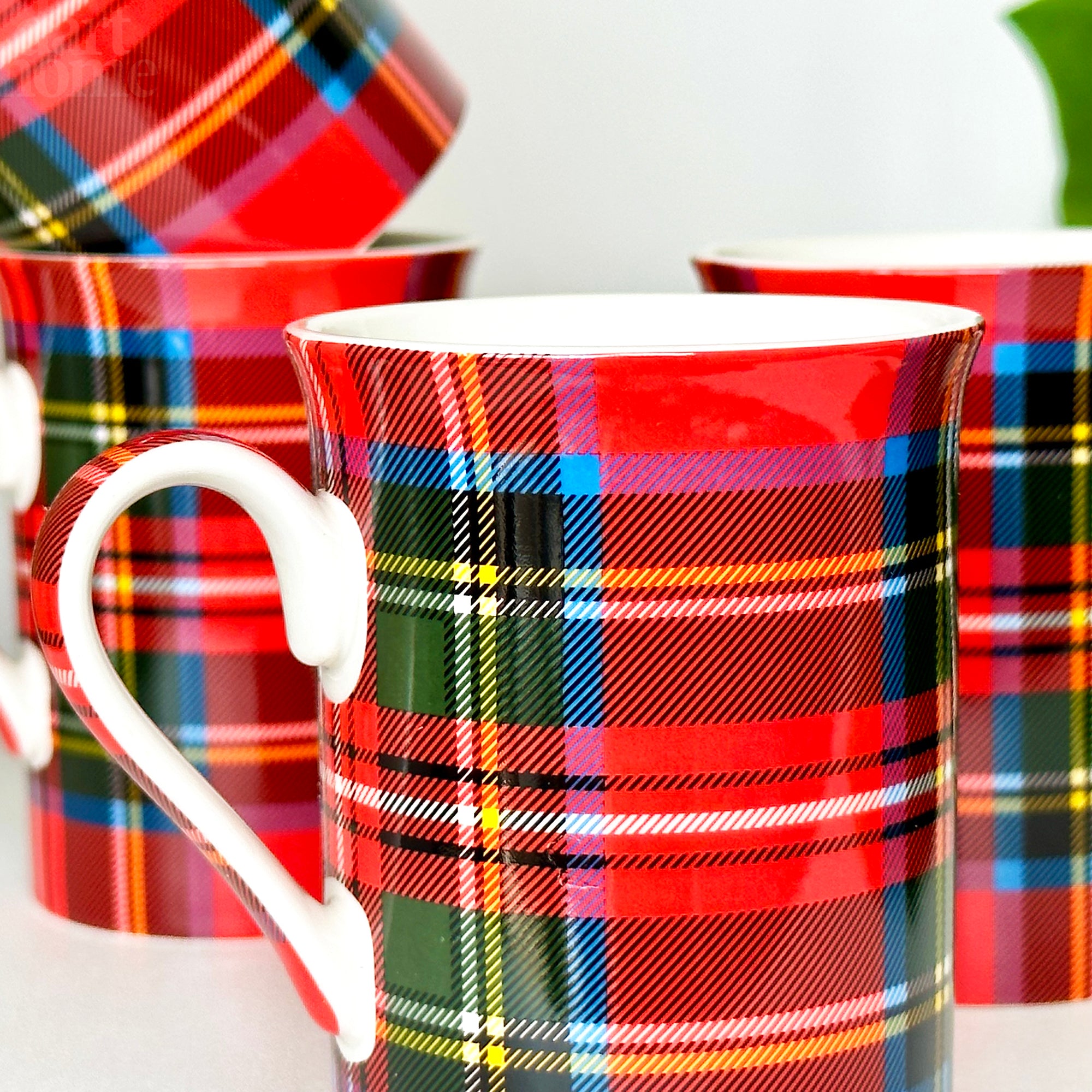 Set Of 4 Royal Stewart Tartan Mugs 250ml