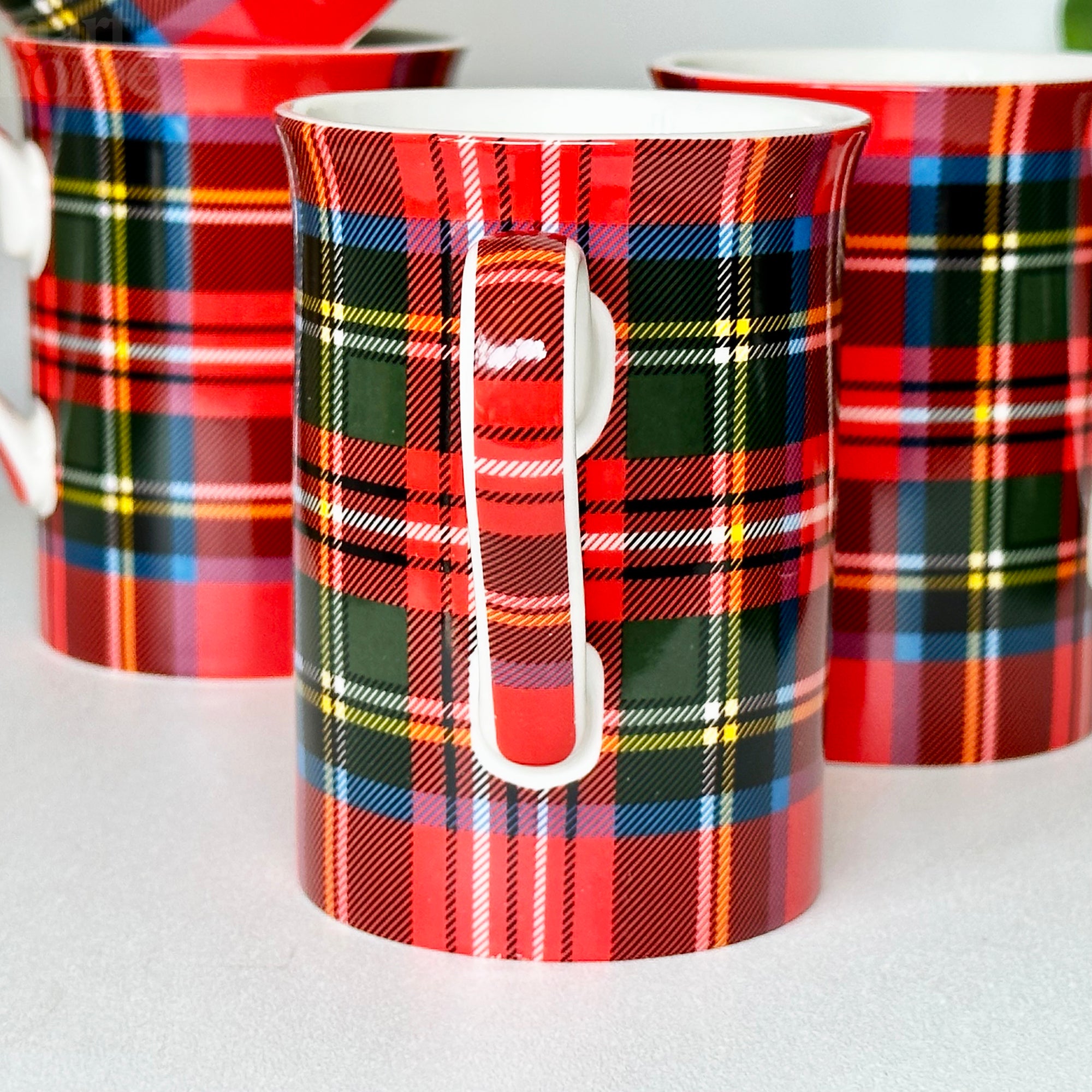 Set Of 4 Royal Stewart Tartan Mugs 250ml