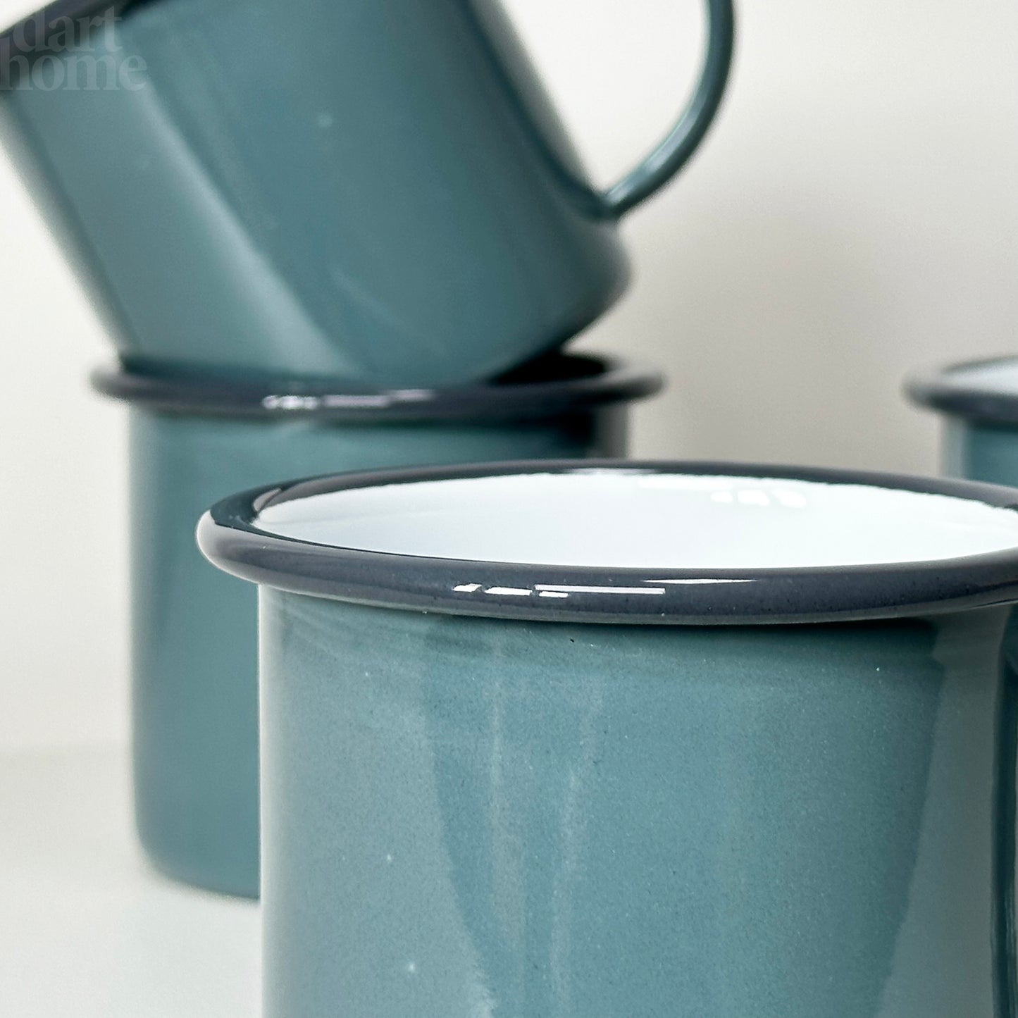 Set Of 4 Grey Enamel Mugs 350ml