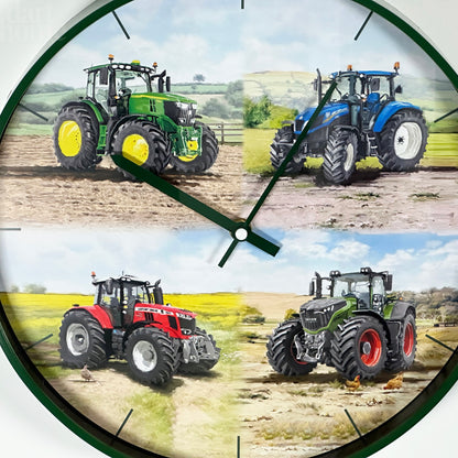 Grüne Traktor-Wanduhr