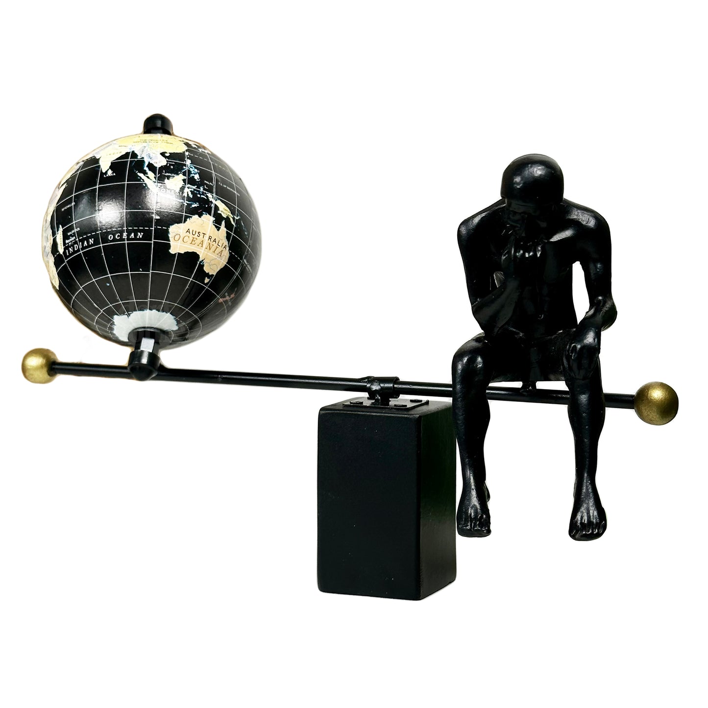 Black Globe And Man Ornament