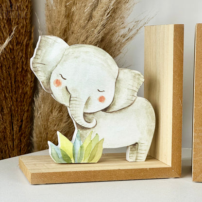 Lion & Elephant Nursery Bookends