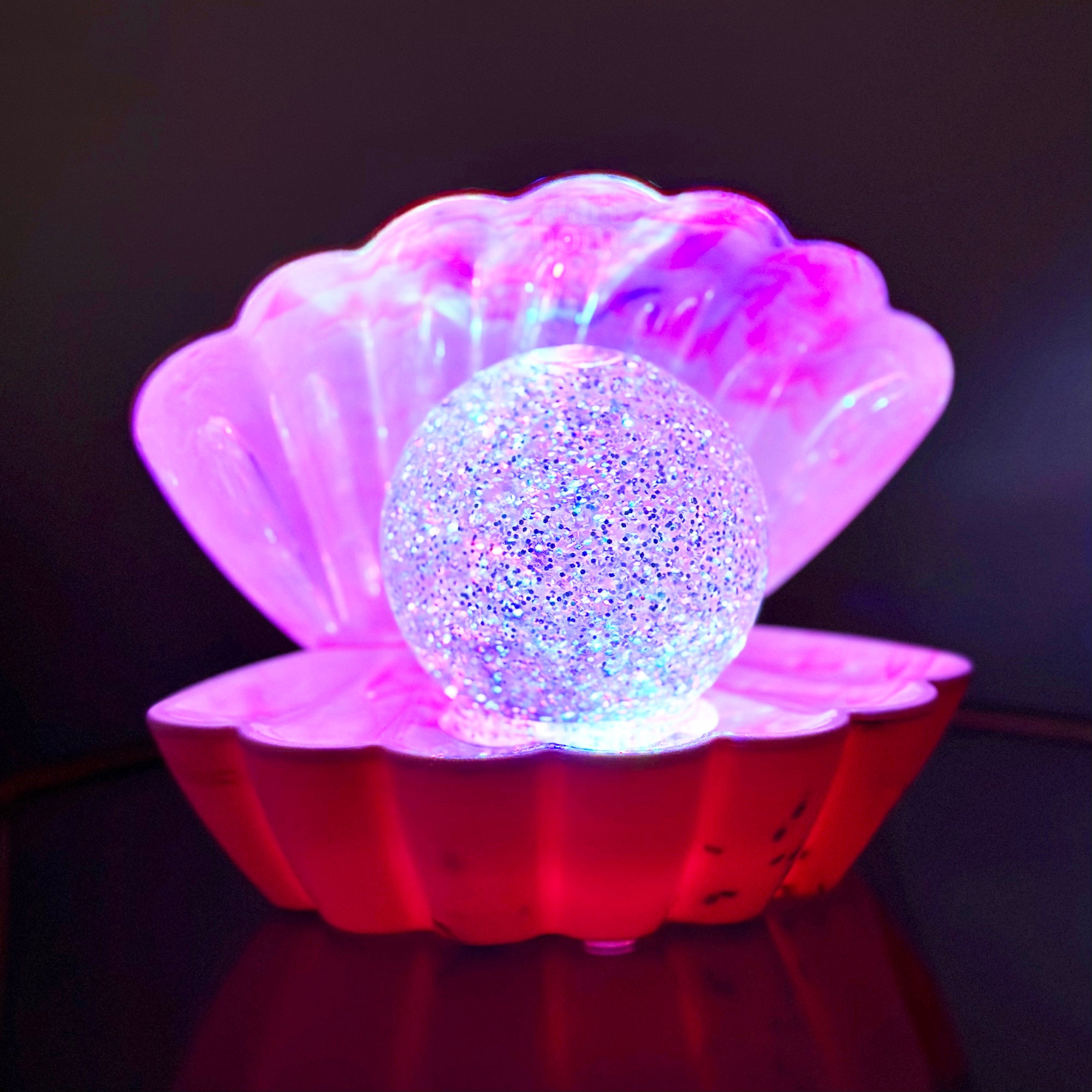 Pink Marble Sea Shell Glitter Lamp