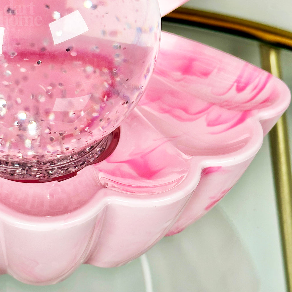 Pink Marble Sea Shell Glitter Lamp