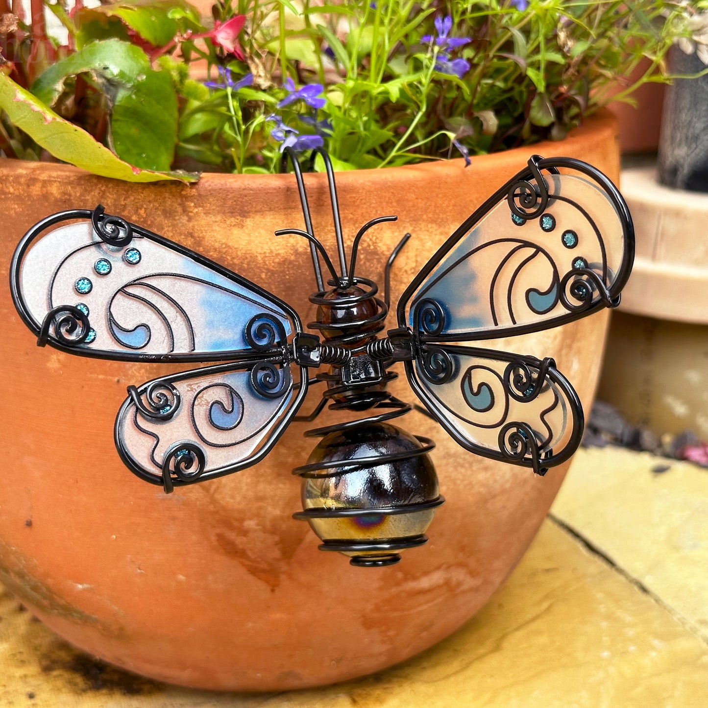 Blue Honey Bee Pot Hanger