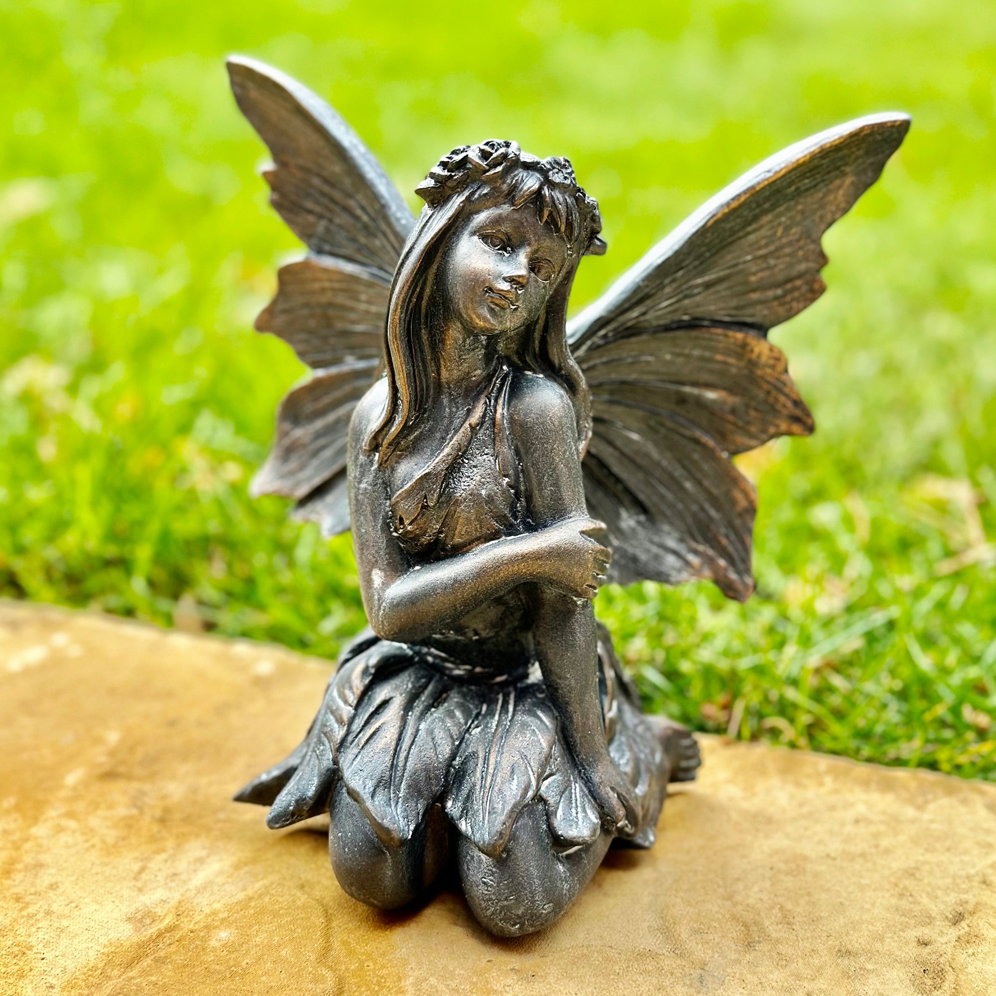 Bronze Flower Fairy Girl Ornament A