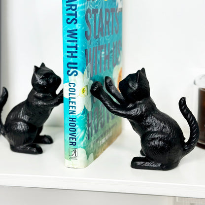 Cast Iron Cat Bookend Pair