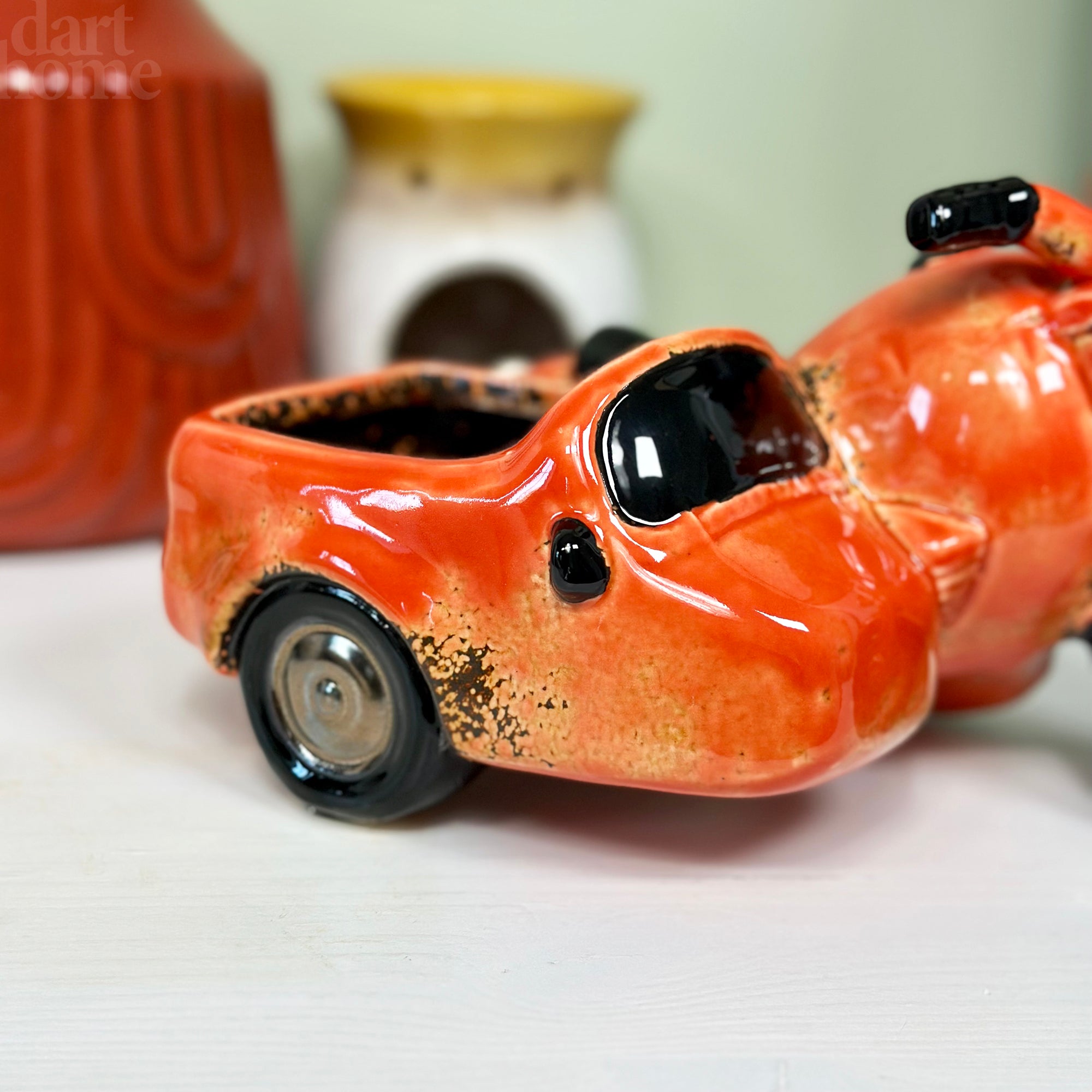 Orange Motorcycle Sidecar Planter