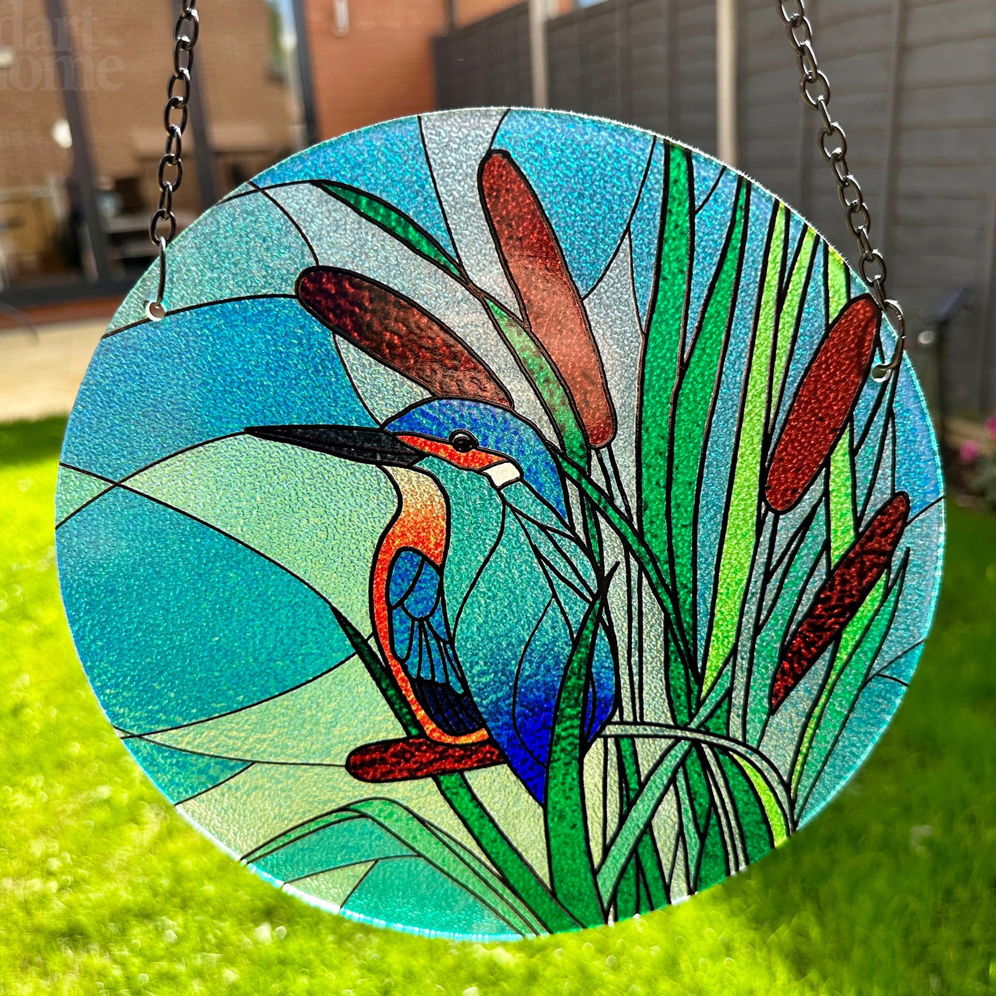 Eisvogel-Sonnenfänger aus Buntglas