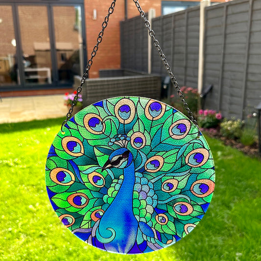 Pretty Peacock Stained Glass Suncatcher