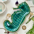 Teal Seahorse Plate
