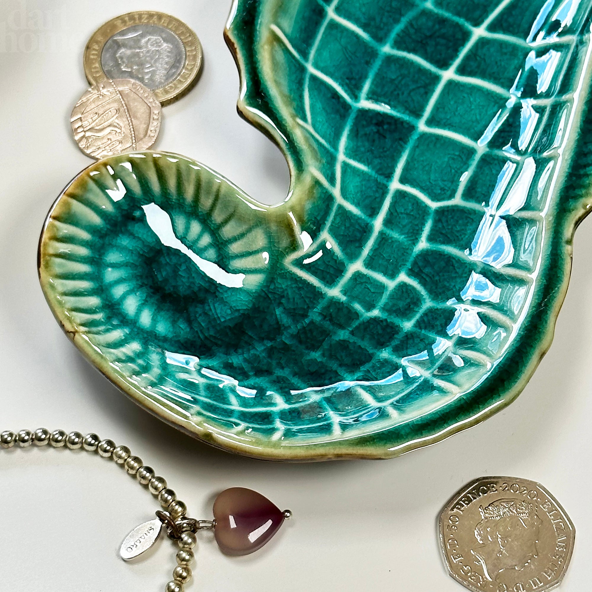 Teal Seahorse Plate