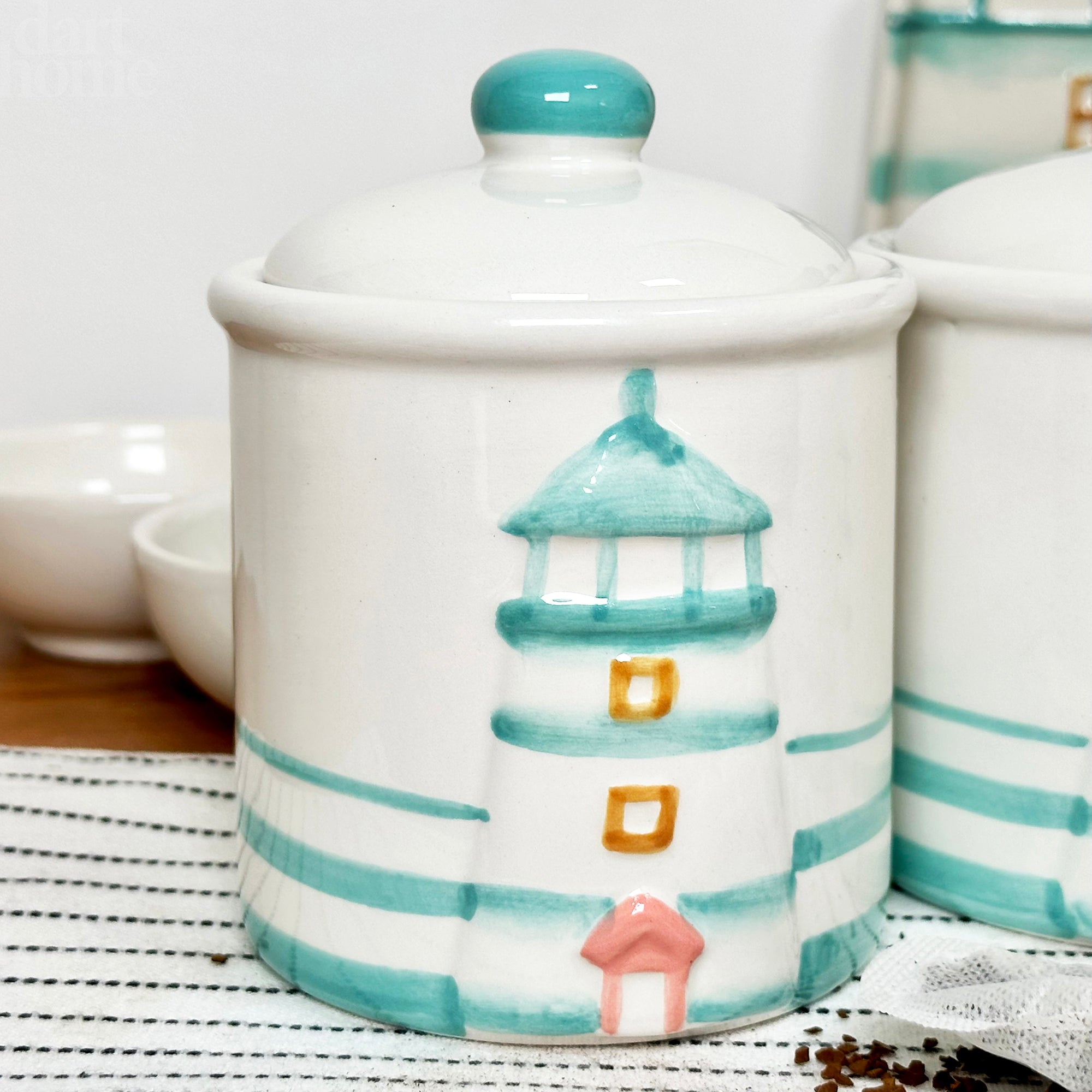 Set Of 3 Lighthouse Kitchen Canisters
