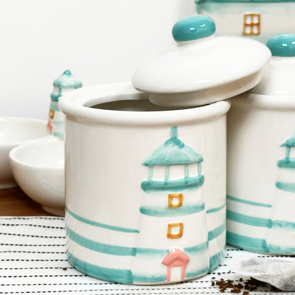 Set Of 3 Lighthouse Kitchen Canisters