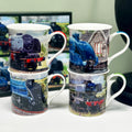 Set Of 4 Classic Train Mugs 300ml