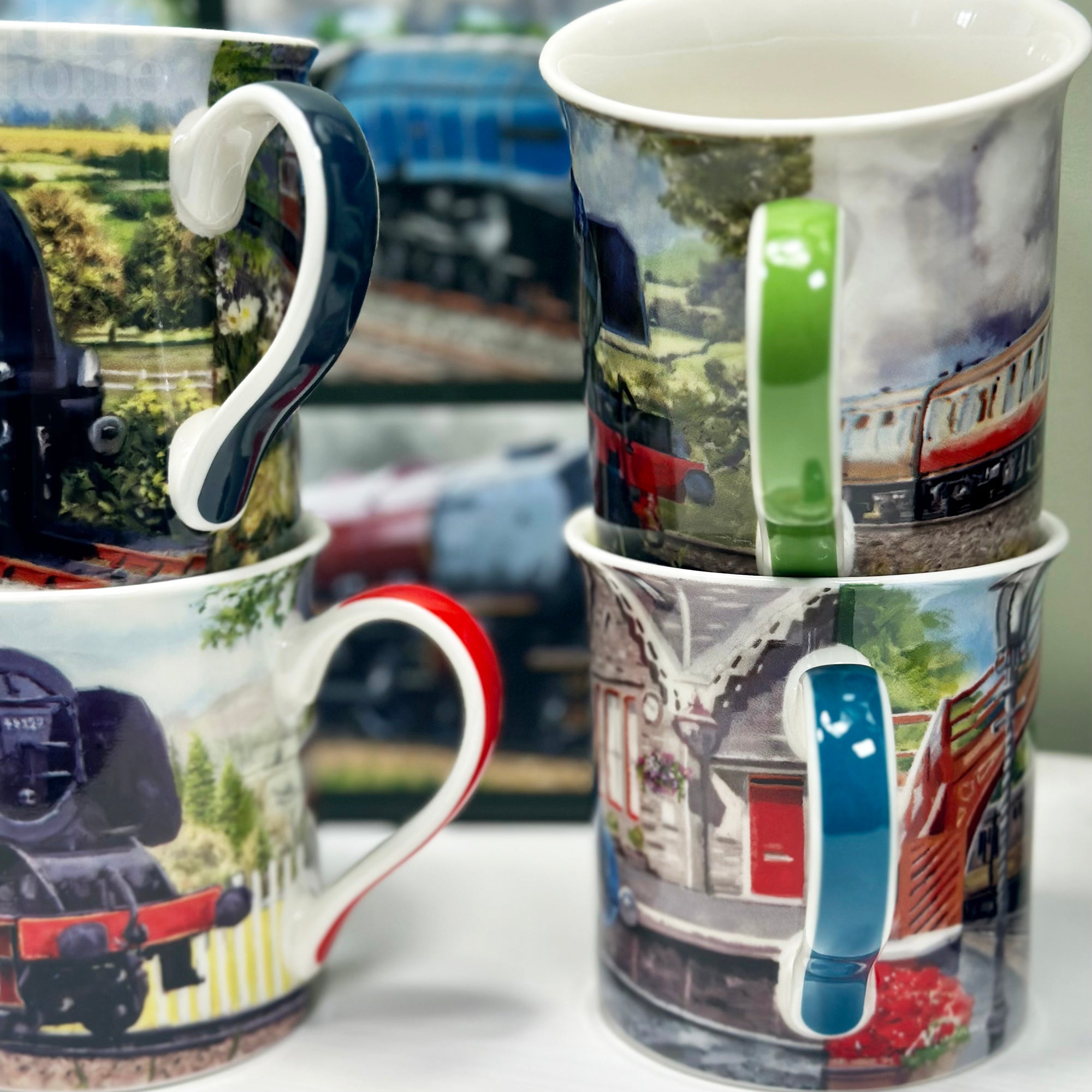 Set Of 4 Classic Train Mugs 300ml