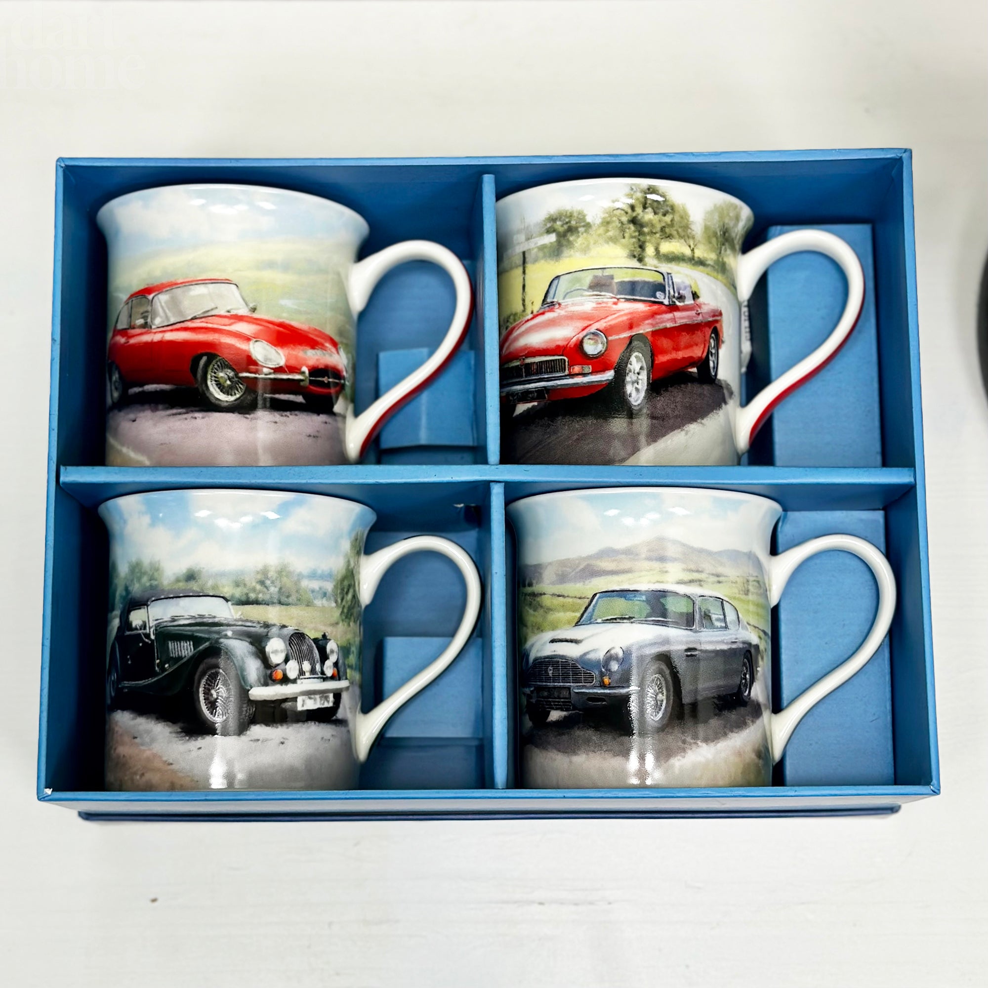 Set Of 4 Classic British Car Mugs